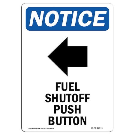 Signmission Sign, 5" H, Fuel Shutoff Push Button Sign With Symbol, Portrait, NS-D-35-V-12945-10PK OS-NS-D-35-V-12945-10PK